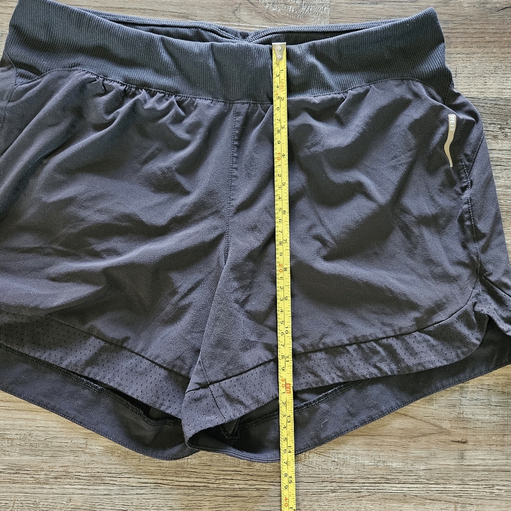 REI Co-Op Black Running Shorts With Attached Liner & Pull-On‎ Drawstring - Picture 4 of 10